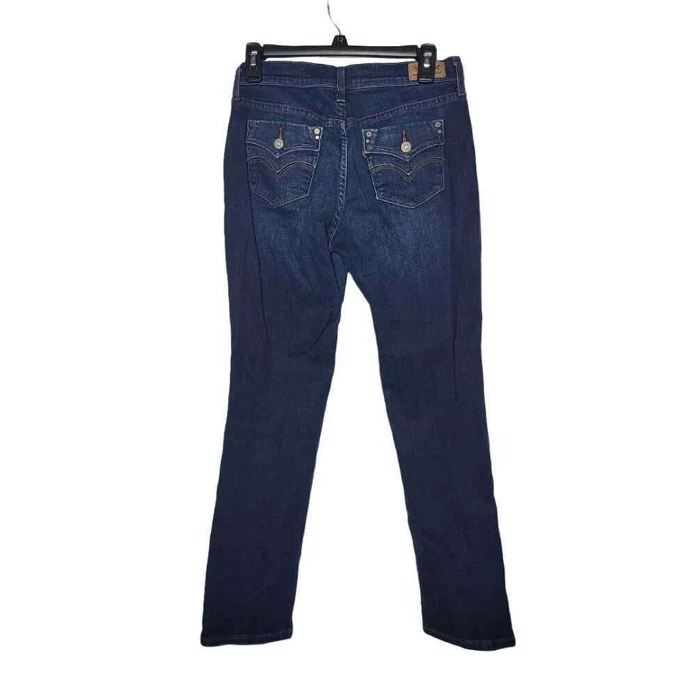 Levi's Womens 505 Straight Leg Dark Wash Mid Rise‎ Denim Blue Jeans 27/30 Casual